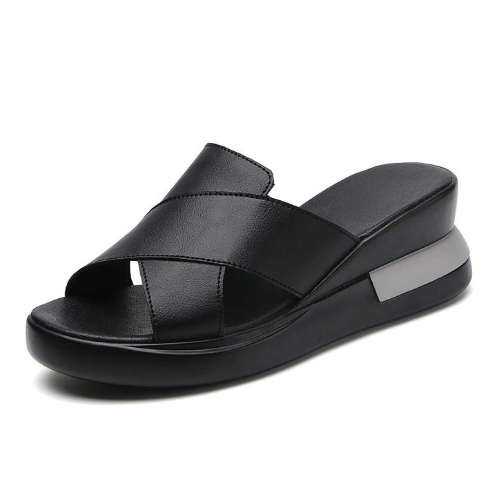 Sandalias de plataforma de piel
